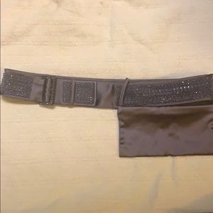 La Perla purple satin belt with pouch and gems